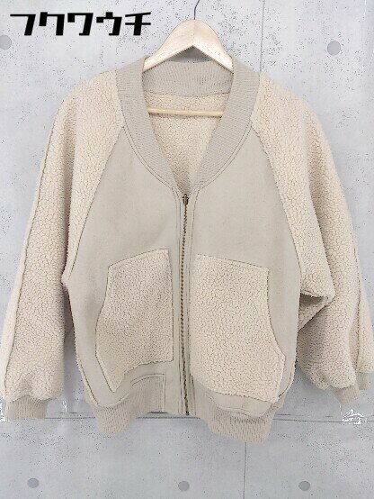 ■ w closet ダブルクローゼット リバーシブル ボア ジップアップ ジャケット サイズF ベージュ レディース 【中古】