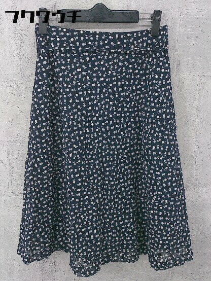 ◇ ◎ nolley's ウエストベルト付 総柄 膝下丈 フレア スカート サイズ138 ネイビー ホワイト ブラック レディース 【中古】