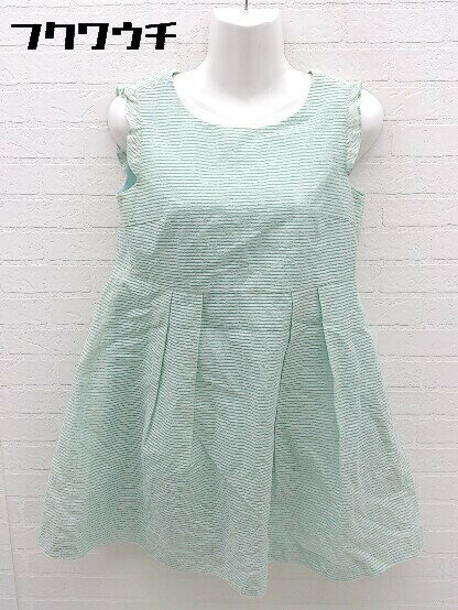 ◇ Bon mercerie ボン メルスリー ボーダー ノースリーブ ミニ チュニック ワンピース サイズ36 グリーン レディース 【中古】