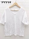 ◇ Champion チャンピオン ロゴ 刺繍 半袖 Vネック Tシャツ カットソー サイズM ホワイト メンズ 【中古】