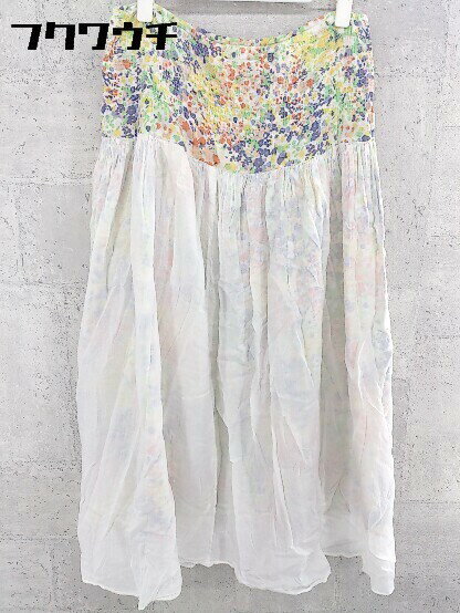 ◇ SHIPS シップス 総柄 2way ベア ワンピース ロング フレア スカート ホワイト マルチ レディース 【中古】