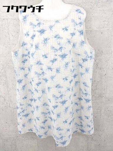 ◇ LACOUPE ラ クープ POUR FEMME チェック 花柄 ノースリーブ 膝丈 ワンピース サイズF4 ブルー系 レディース 【中古】 ◇ LACOUPE ラ クープ POUR FEMME チェック 花柄 ノースリーブ 膝丈 ワンピース サイズF4 ブルー系 レディース 【中古】
