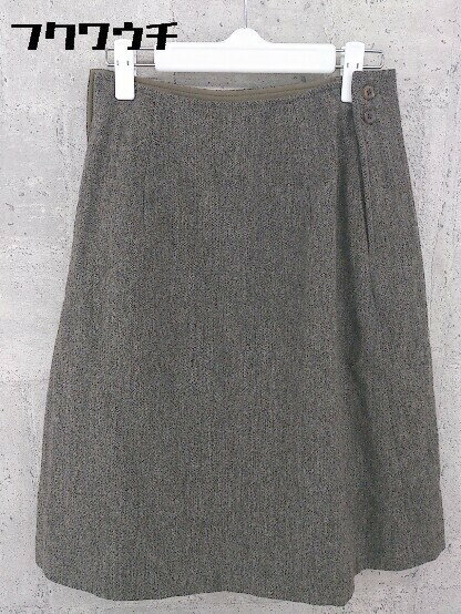 ◇ MARGARET HOWELL マーガレット ハウエル 膝丈 プリーツ スカート サイズ グレー ブラウン レディース 【中古】