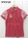 ◇ ◎ Callaway キャロウェイ 刺繍 切替 半袖 ポロシャツ サイズM レッド レディース 【中古】