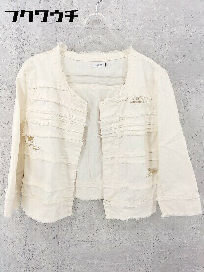 ◇ LE CIEL BLEU ルシェルブルー リネン混 長袖 ノーカラー ジャケット サイズ40 アイボリー系 レディース 【中古】