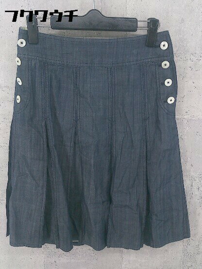 ◇ OLD ENGLAND オールドイングランド 膝丈 プリーツ スカート サイズ34 ネイビー レディース 【中古】