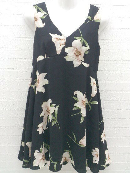 ◇ snidel スナイデル 花柄 フラワー ノースリーブ ミニ ワンピース サイズ0 ブラック レディース 【中古】