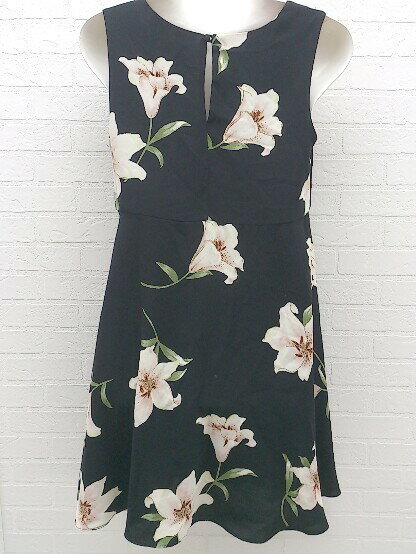 ◇ snidel スナイデル 花柄 フラワー ノースリーブ ミニ ワンピース サイズ0 ブラック レディース 【中古】