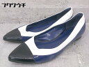 ◇ Charles & Keith チャールズ&キース ポインテッドトゥ フラット シューズ サイズ36 ネイビー ホワイト レディース 【中古】(4)