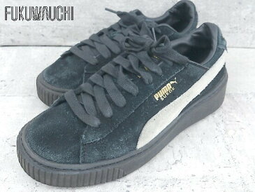 ◇ PUMA プーマ SUEDE PLATFORM FL スウェード プラットフォーム 364718 スニーカー シューズ 23.5 ブラック レディース 【中古】