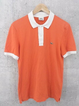 ◇ LACOSTE ラコステ 鹿の子 ロゴ 半袖 ポロシャツ サイズ3 オレンジ メンズ 【中古】