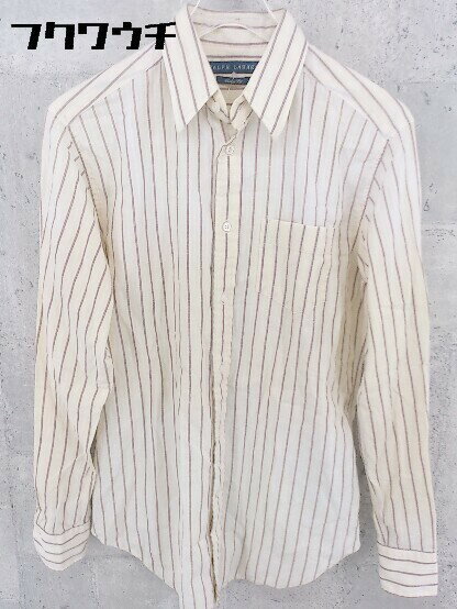 ◇ Ralph Lauren ラルフローレン ストライプ 長袖 シャツ 0 150/80A ベージュ ブラウン系 # 1002800172702 【中古】