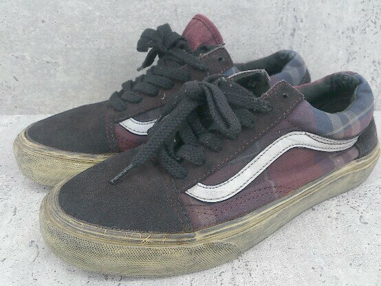 ◇ VANS バンズ オールドスクール スニーカー シューズ 24cm ブラック ボルドー レディース 【中古】