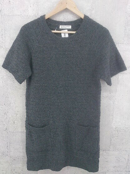 ◇ BEAUTY&YOUTH UNITED ARROWS アンゴラ混 ラメ ウール ニット 半袖 膝丈 チュニック ワンピース グレー レディース 【中古】