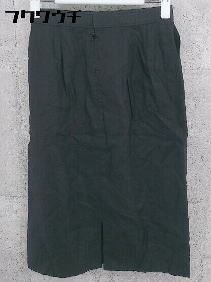 ◇ HANAE MORI ハナエ モリ バックジップ　リネン100% 膝丈 タイト スカート 63-90 ネイビー * 1002799962742 【中古】