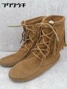 ◇ MINNETONKA ミネトンカ フリンジ ショート ブーツ (24相当) キャメル * 1002799874779 【中古】