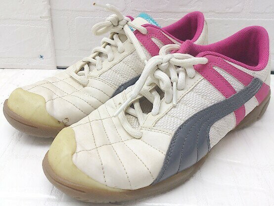 ◇ Puma プーマ VELOZ II JR ヴェロズ 101058 スニーカー シューズ 23 ホワイト ピンク グレー レディース 【中古】