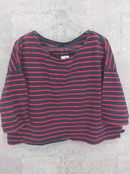 ◇ Spick&Span スピック&スパン ストライプ 半袖 Tシャツ カットソー ネイビー レッド レディース 【中古】