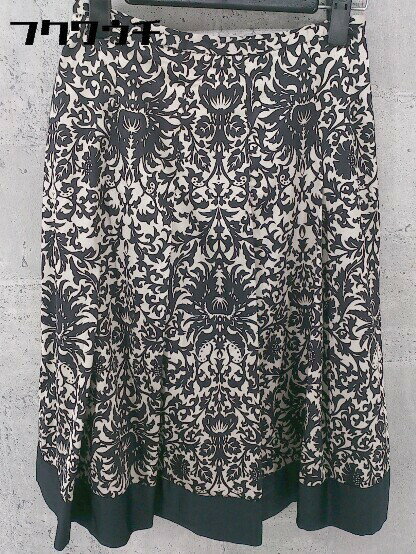 ◇ style com スタイルコム サイドジップ 花柄 総柄 膝下丈 フレア スカート 7 ベージュ系 ブラック * 1002799047609 【中古】