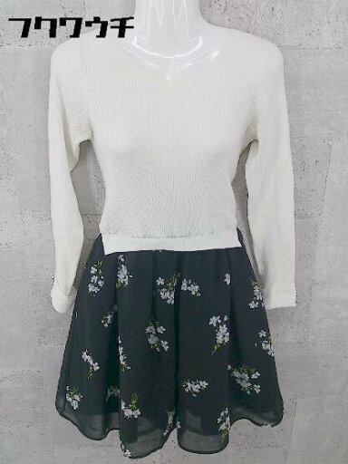 ◇ Rirandture リランドチュール リブニット 切替 花柄 長袖 膝丈 ワンピース 2サイズ マルチカラー レディース 【中古】 ◇ Rirandture リランドチュール リブニット 切替 花柄 長袖 膝丈 ワンピース 2サイズ マルチカラー レディース 【中古】