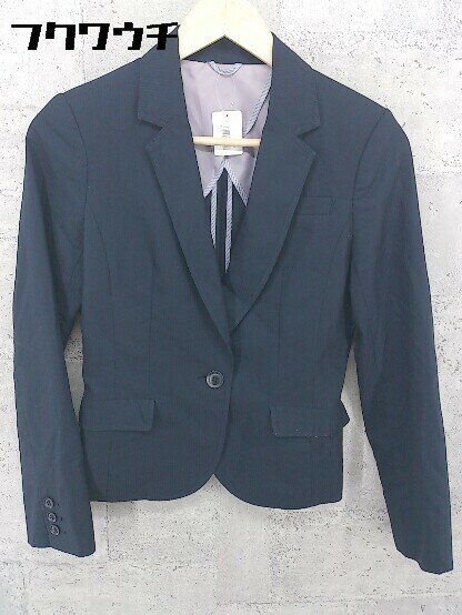 ◇ SUIT SELECT スーツセレクト 1B シングル シャドーストライプ 長袖 テーラード ジャケット サイズ9AR ネイビー レディース 【中古】