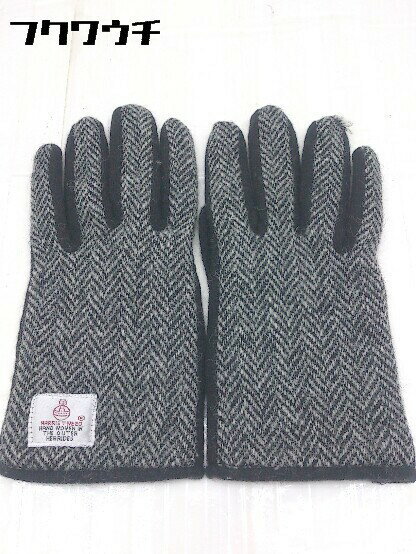 ◇ HARRIS TWEED ハリスツイード NATURAL BEAUTY BASIC ヘリンボーン 手袋 ブラック オフホワイト レディース 【中古】