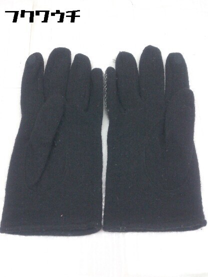 ◇ HARRIS TWEED ハリスツイード NATURAL BEAUTY BASIC ヘリンボーン 手袋 ブラック オフホワイト レディース 【中古】
