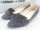 ◇ Odette e Odile オデット エ オディール ファー付 フラット シューズ 22 1/2サイズ グレー系 レディース 【中古】