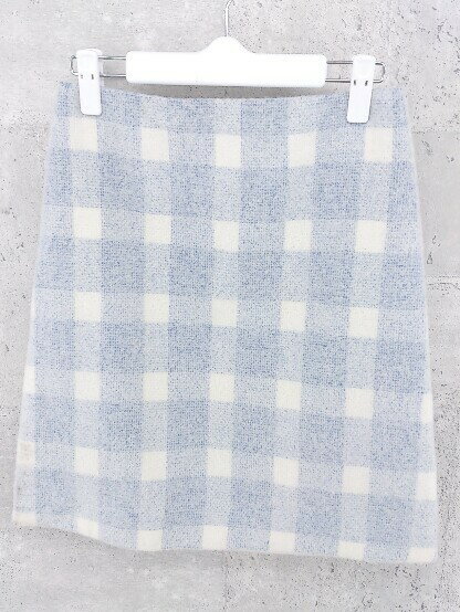 ◇ LOUNIE ルーニィ チェック 膝下丈 スカート 36 ブルー アイボリー レディース 【中古】