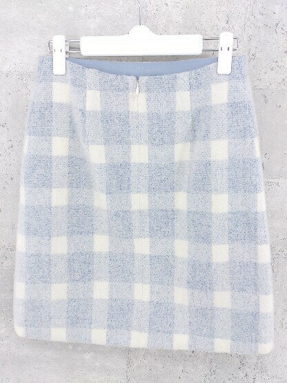 ◇ LOUNIE ルーニィ チェック 膝下丈 スカート 36 ブルー アイボリー レディース 【中古】