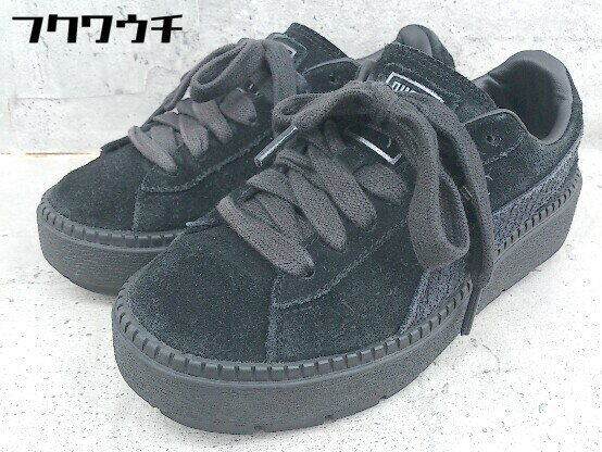 ◇ PUMA プーマ SUEDE PLATFORM TRACE 367814-01 スニーカー シューズ 22 ブラック レディース 【中古】