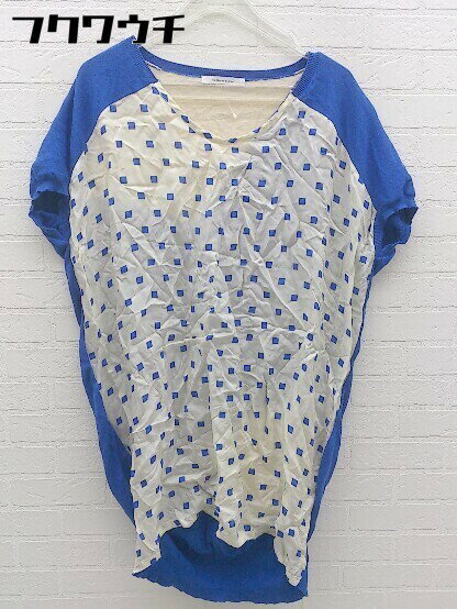 ◇ bulle de savon ビュル デ サボン フレンチスリーブ ミニ ワンピース サイズF ブルー ホワイト系 レディース 【中古】