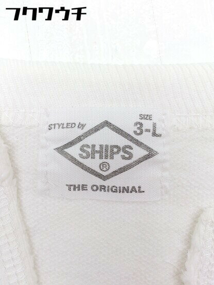 ◇ SHIPS シップス ロゴ プリント 長袖 トレーナー サイズ3-L ホワイト レッド メンズ 【中古】