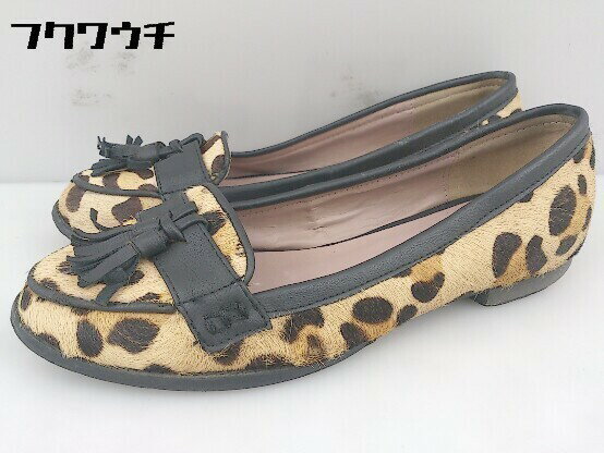 ◇ RANDA ランダ 豹柄 レオパード タッセル ぺたんこ フラット パンプス S ベージュ ブラウン * 1002798415171 【中古】