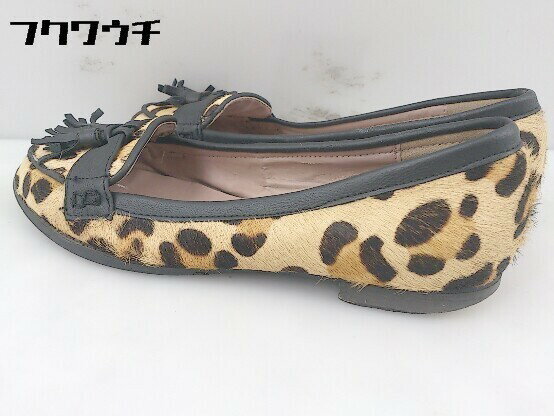 ◇ RANDA ランダ 豹柄 レオパード タッセル ぺたんこ フラット パンプス S ベージュ ブラウン * 1002798415171 【中古】