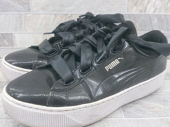 ◇ Puma プーマ VIKKY PLATFORMU RIBBON P 36641901 スニーカー 24cm ブラック レディース 【中古】