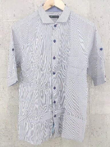 ◇ ◎ MEN'S MELROSE メルローズ 半袖 シャツ 4 ホワイト ブルー メンズ 【中古】 ◇ ◎ MEN'S MELROSE メルローズ 半袖 シャツ 4 ホワイト ブルー メンズ 【中古】