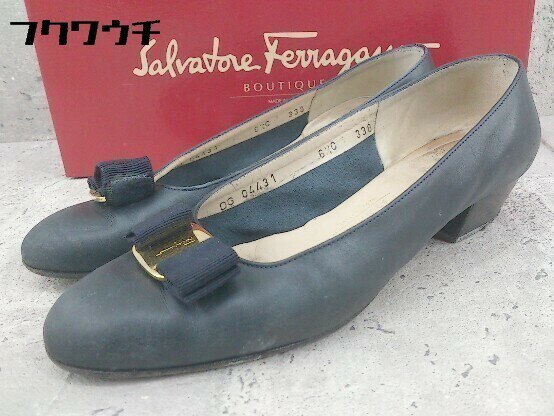 ◇ Salvatore Ferragamo サルヴァトーレ フェラガモ ヴァラ パンプス ヒール 6 1/2 ブラック * 1002798280977 【中古】