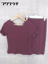 ◇ NATURAL BEAUTY BASIC ナチュラルビューティーベーシック 膝丈 カットソー スカート 上下 セットアップ M レッド系 * 1002798...