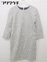 ◇ ROPE' ロペ ストライプ 長袖 ミニ ワンピース サイズ36 ホワイト系 ネイビー系 レディース 【中古】