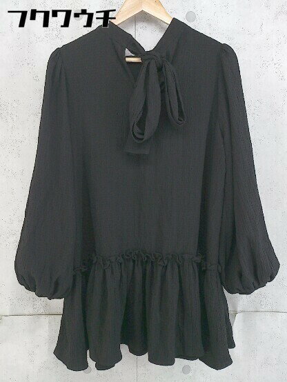 ◇ seemi by nice claup シーミーバイナイスクラップ 長袖 ミニ チュニック ワンピース サイズF ブラック レディース 【中古】