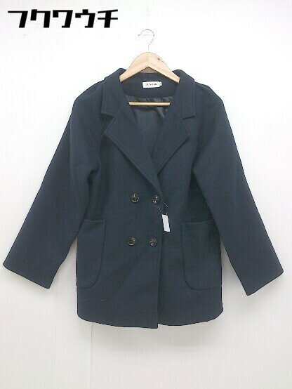 ■ JUNOAH ジュノア 長袖 P コート サイズM ネイビー レディース 【中古】