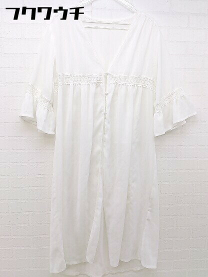 ◇ riche glamour リシェグラマー レース 袖フレア 七分袖 ガウン サイズM ホワイト レディース 【中古】
