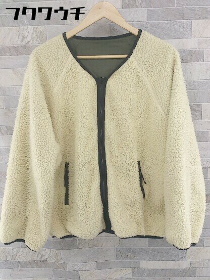 ■ Kastane カスタネ ボア リバーシブル 長袖 ジップアップ ジャケット サイズF ベージュ系 レディース 【中古】(4)