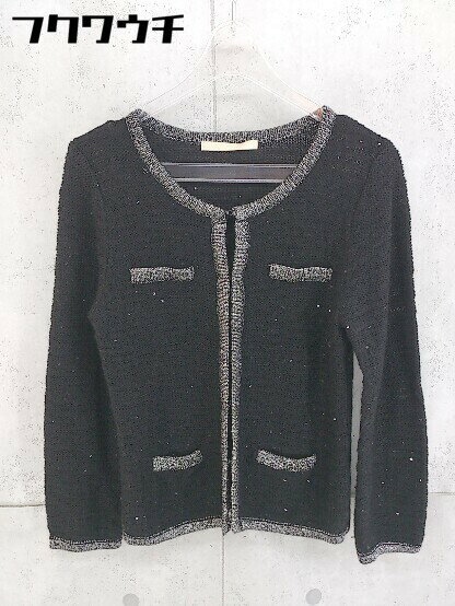 ◇ NOLLEY'S sophi ノーリーズソフィ スパンコール ラメ 長袖 ニット ジャケット サイズ38 ブラック レディース 【中古】