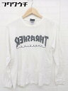 ◇ THRASHER スラッシャー ロゴ プリント クルーネック 長袖 Tシャツ カットソー サイズS ホワイト メンズ 【中古】