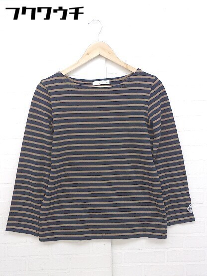 ◇ ABAHOUSE ecru アバハウスエクリュ ボーダー 長袖 カットソー ベージュ ネイビー レディース 【中古】