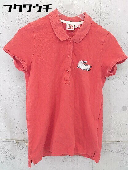 ◇ LACOSTE L!VE ラコステライブ 白ワニ 鹿の子 半袖 ポロシャツ サイズS レッド レディース 【中古】