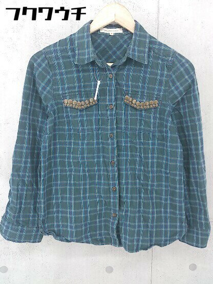 ◇ green label relaxing UNITED ARROWS チェック スタッズ 長袖 シャツ サイズ38 グリーン マルチ レディース 【中古】