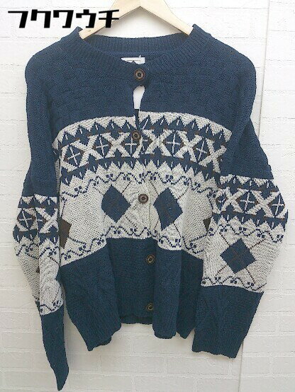◇ ABITOKYO アビトーキョー 総柄 ニット 長袖 カーディガン ネイビー レディース 【中古】